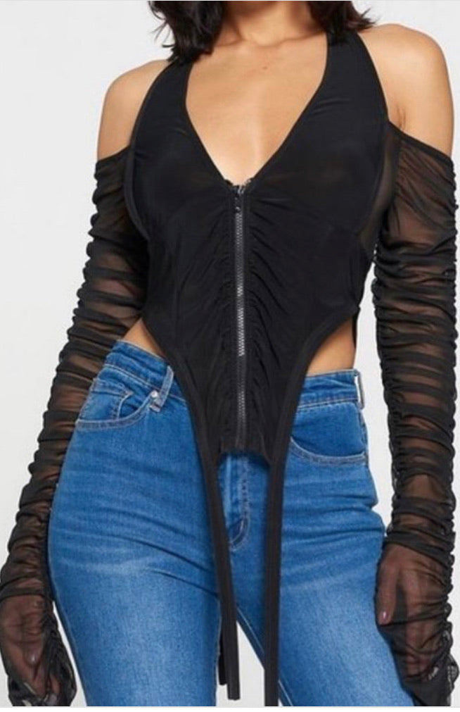 Cut Out Mesh Top